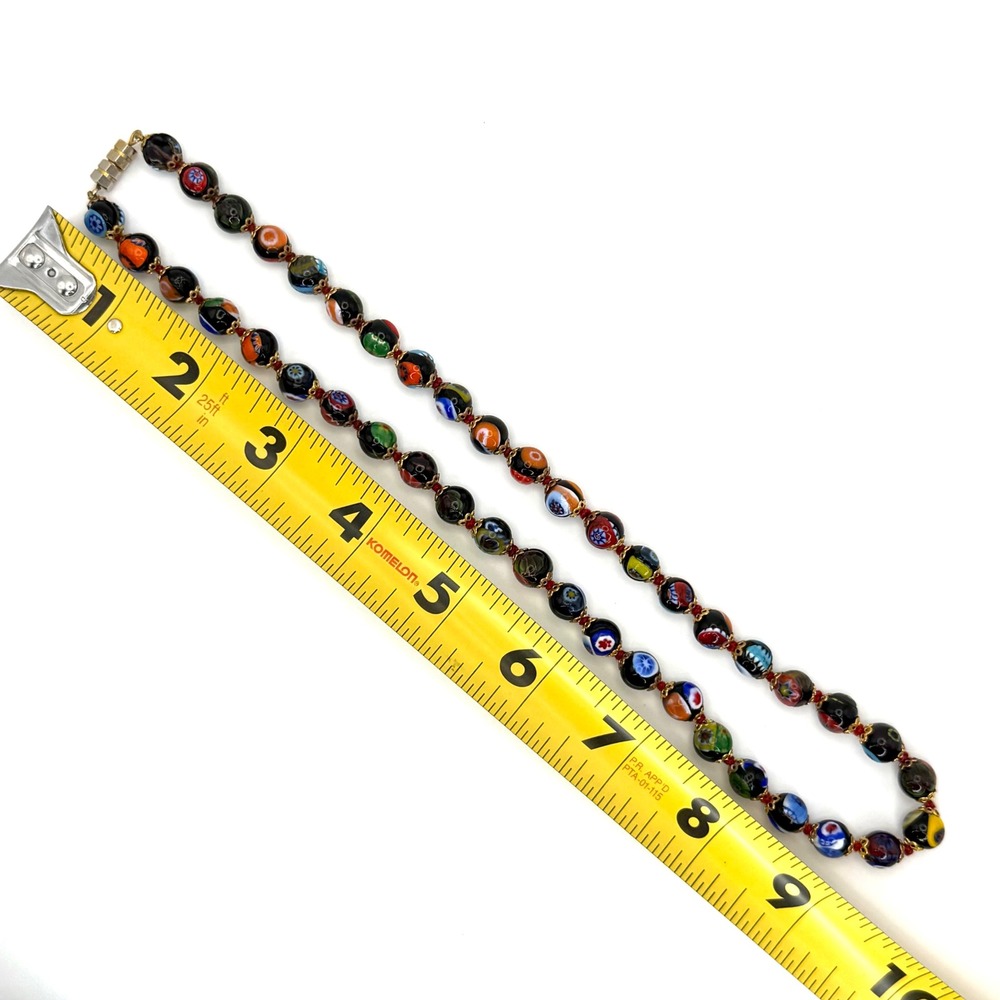 Murano Millefiori‎ Necklace Vintage Floral Glass Beaded Italy Colorful 18" READ - Picture 8 of 11